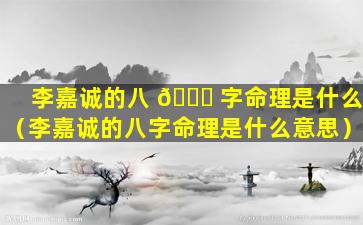 李嘉诚的八 🐝 字命理是什么（李嘉诚的八字命理是什么意思）